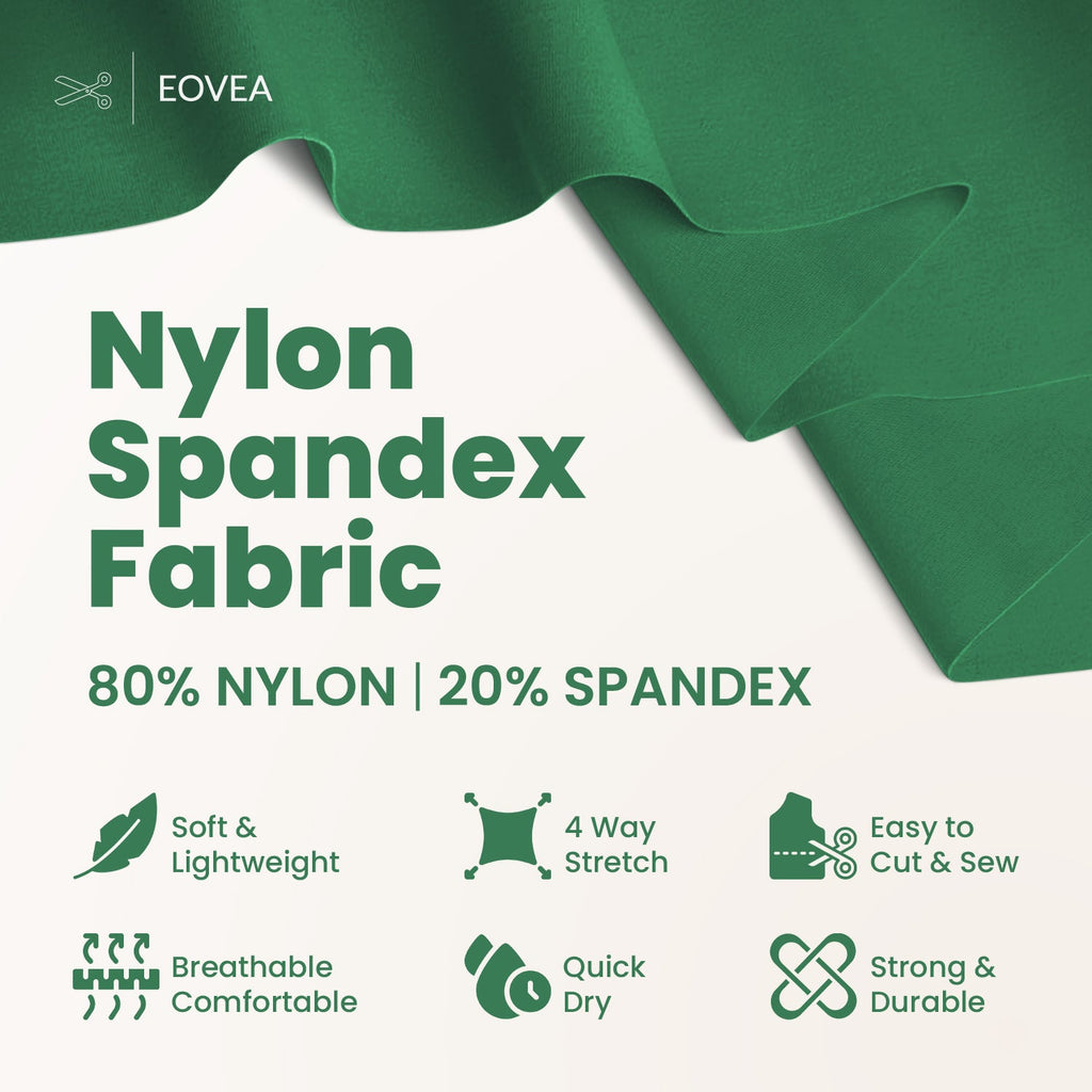 Nylon Spandex Fabric | 4 Way Stretch Swimsuit Fabric | Amazon Green - EOVEA
