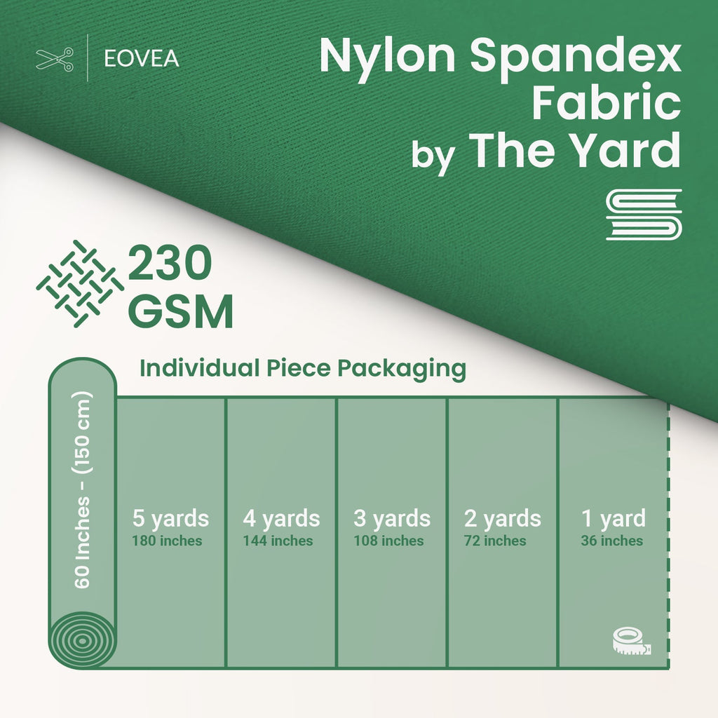 Nylon Spandex Fabric | 4 Way Stretch Swimsuit Fabric | Amazon Green - EOVEA
