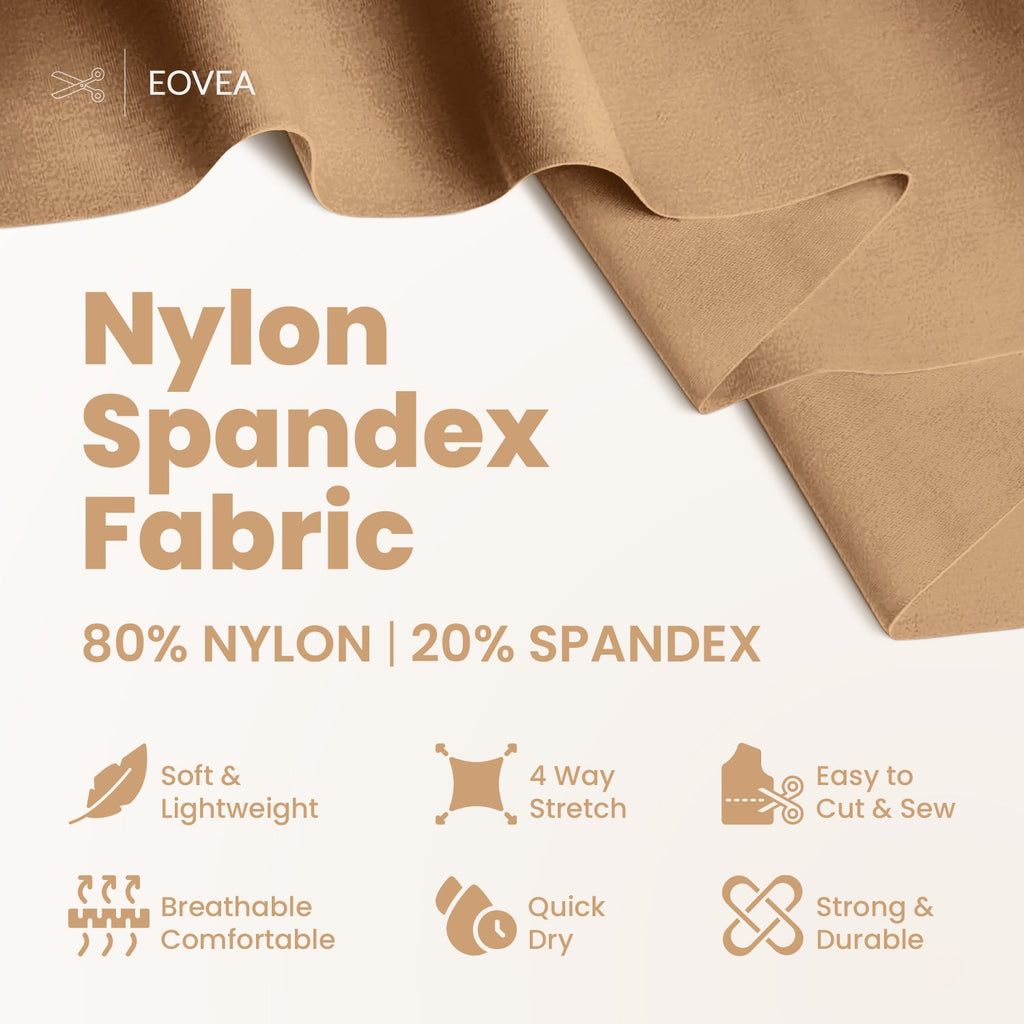 Nylon Spandex Fabric | 4 Way Stretch Swimsuit Fabric | Beige - EOVEA