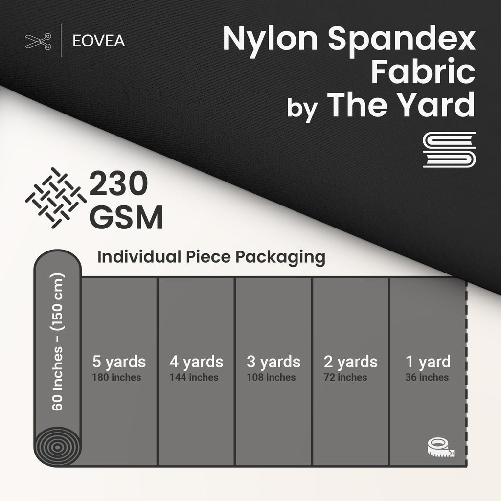 Nylon Spandex Fabric | 4 Way Stretch Swimsuit Fabric | Black - EOVEA