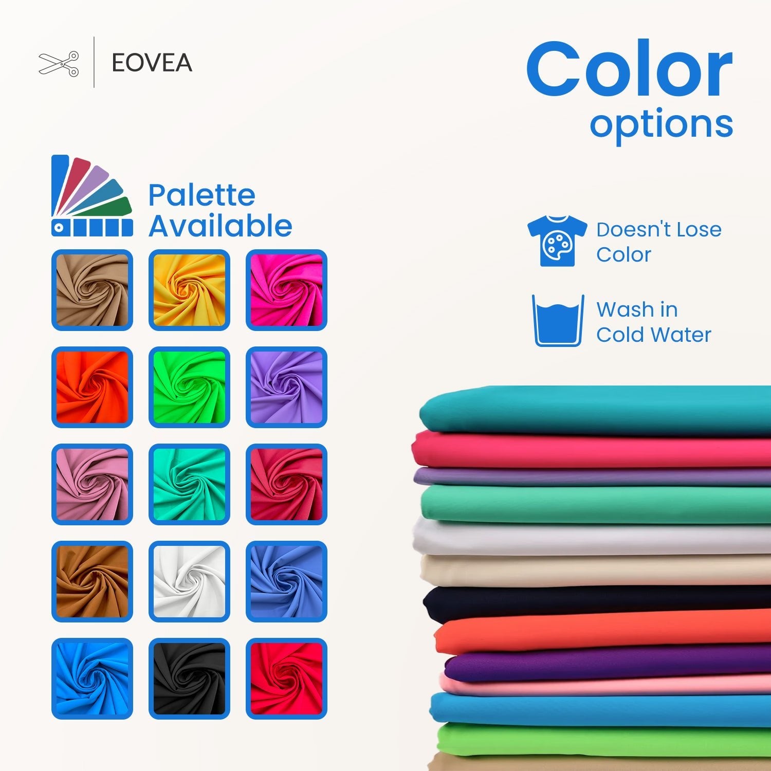 Nylon Spandex Fabric | 4 Way Stretch Swimsuit Fabric | Caribbean Blue - EOVEA