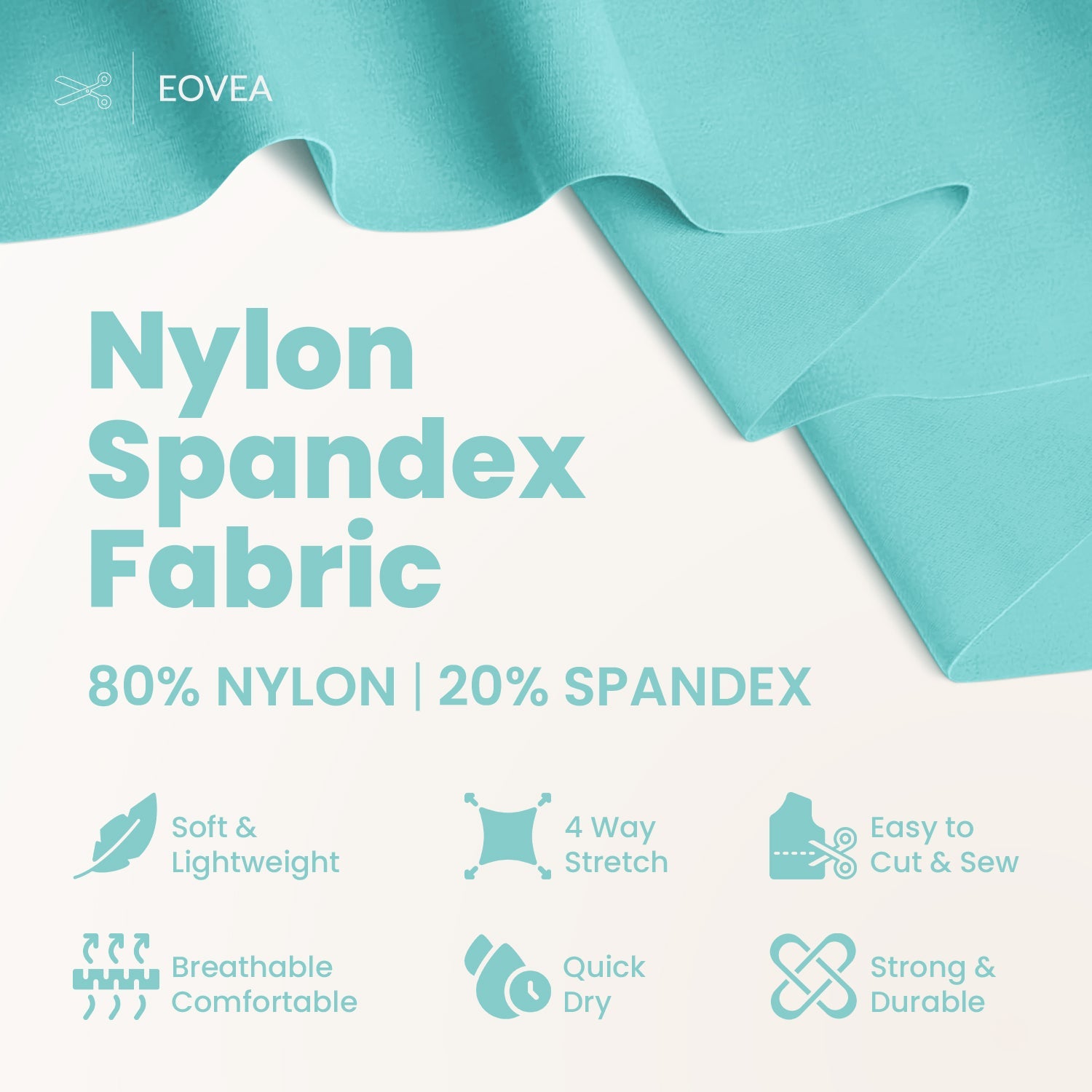Nylon Spandex Fabric | 4 Way Stretch Swimsuit Fabric | Lt Marine Blue - EOVEA