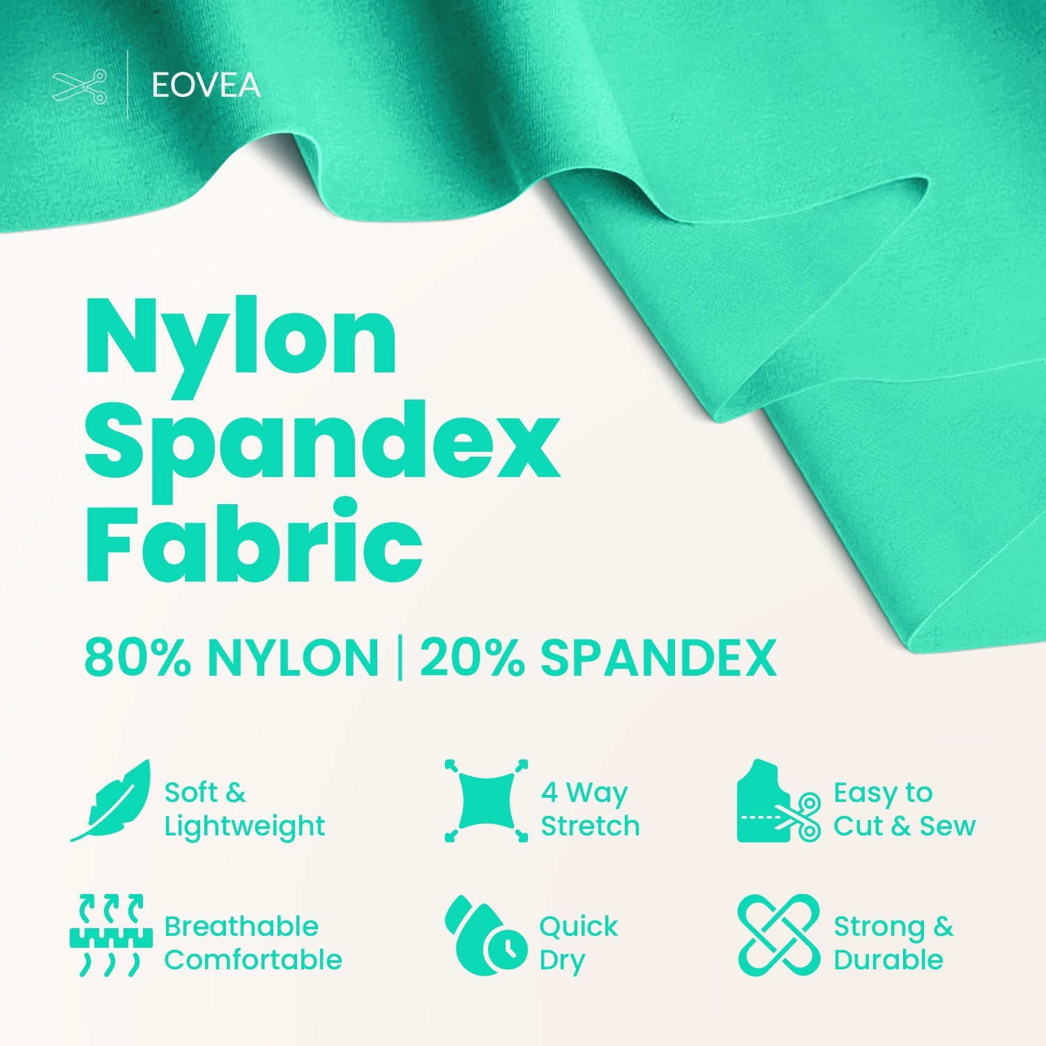 Nylon Spandex Fabric | 4 Way Stretch Swimsuit Fabric | Mint - EOVEA