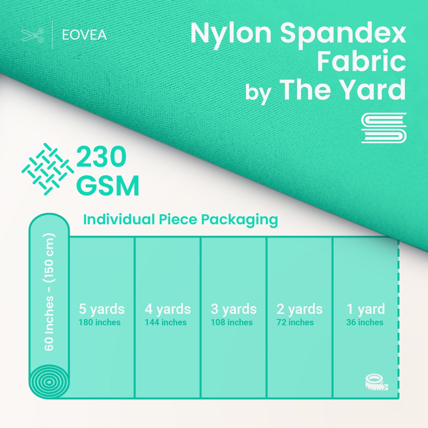 Nylon Spandex Fabric | 4 Way Stretch Swimsuit Fabric | Mint - EOVEA