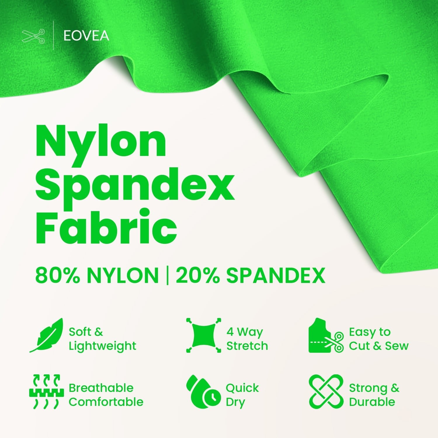 Neon Green Nylon Spandex 4-Way Stretch Fabric Online