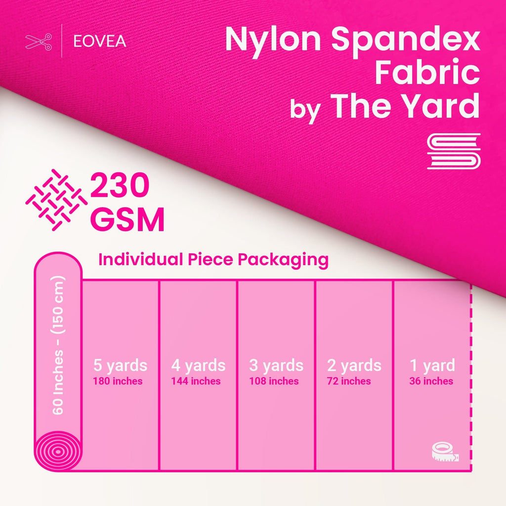Nylon Spandex Fabric | 4 Way Stretch Swimsuit Fabric | Neon Pink - EOVEA
