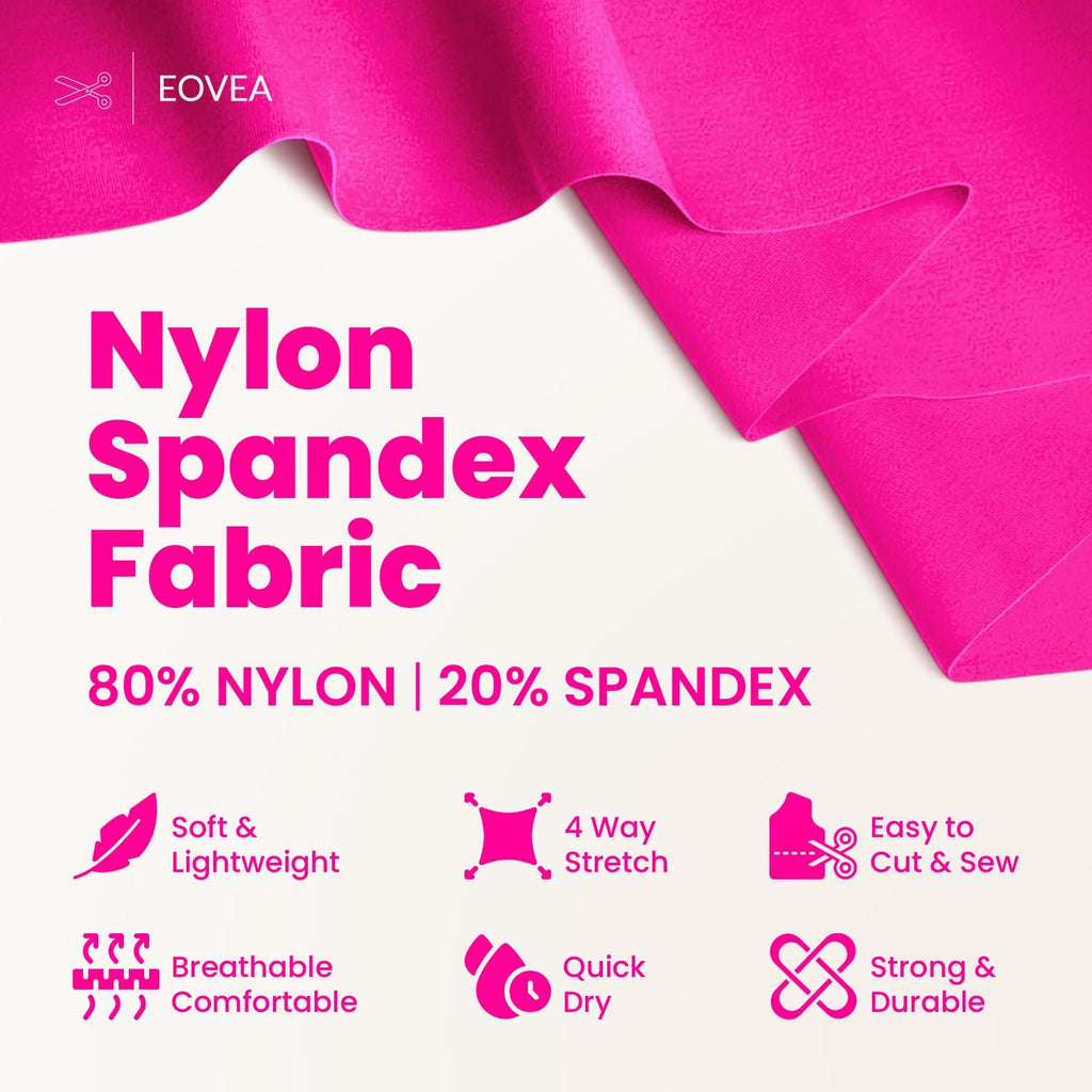 Nylon Spandex Fabric | 4 Way Stretch Swimsuit Fabric | Neon Pink - EOVEA