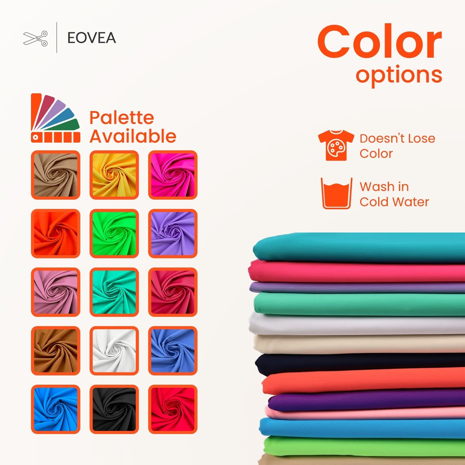 Nylon Spandex Fabric | 4 Way Stretch Swimsuit Fabric| Orange - EOVEA