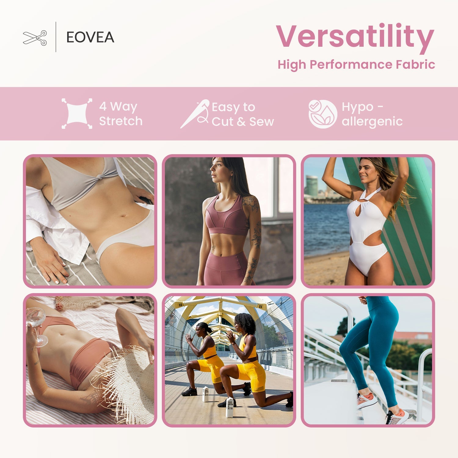 Nylon Spandex Fabric | 4 Way Stretch Swimsuit Fabric| Orchid Smoke - EOVEA