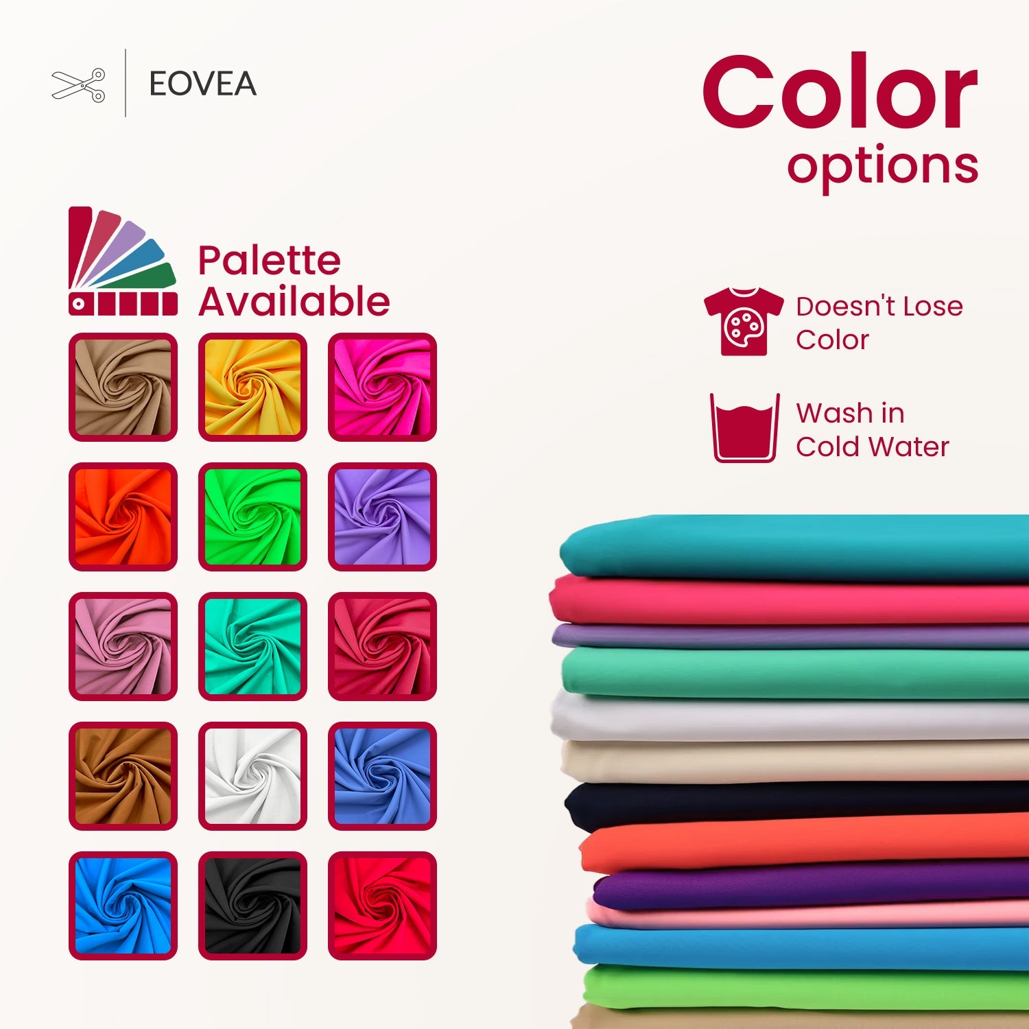 Nylon Spandex Fabric | 4 Way Stretch Swimsuit Fabric | Scarlet Red - EOVEA