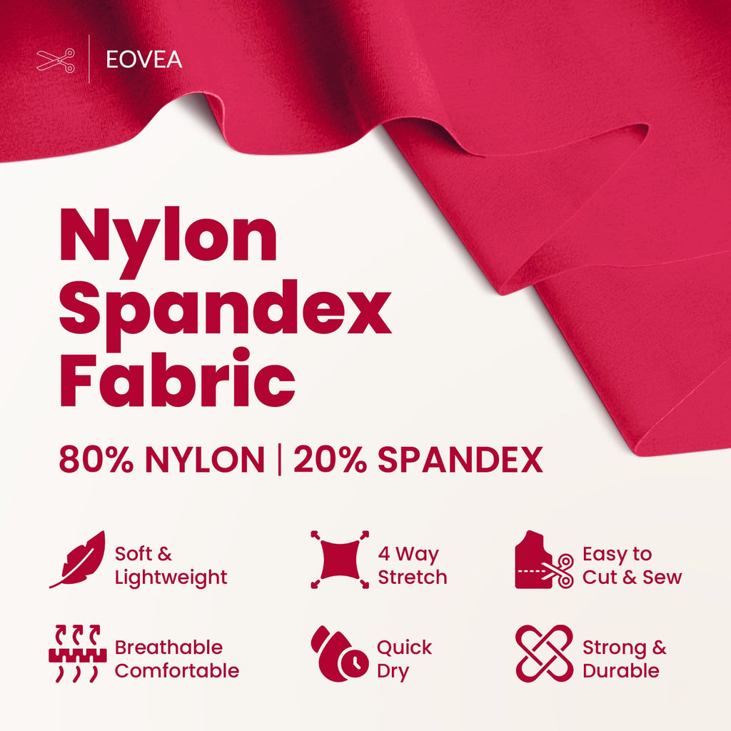 Nylon Spandex Fabric | 4 Way Stretch Swimsuit Fabric | Scarlet Red - EOVEA