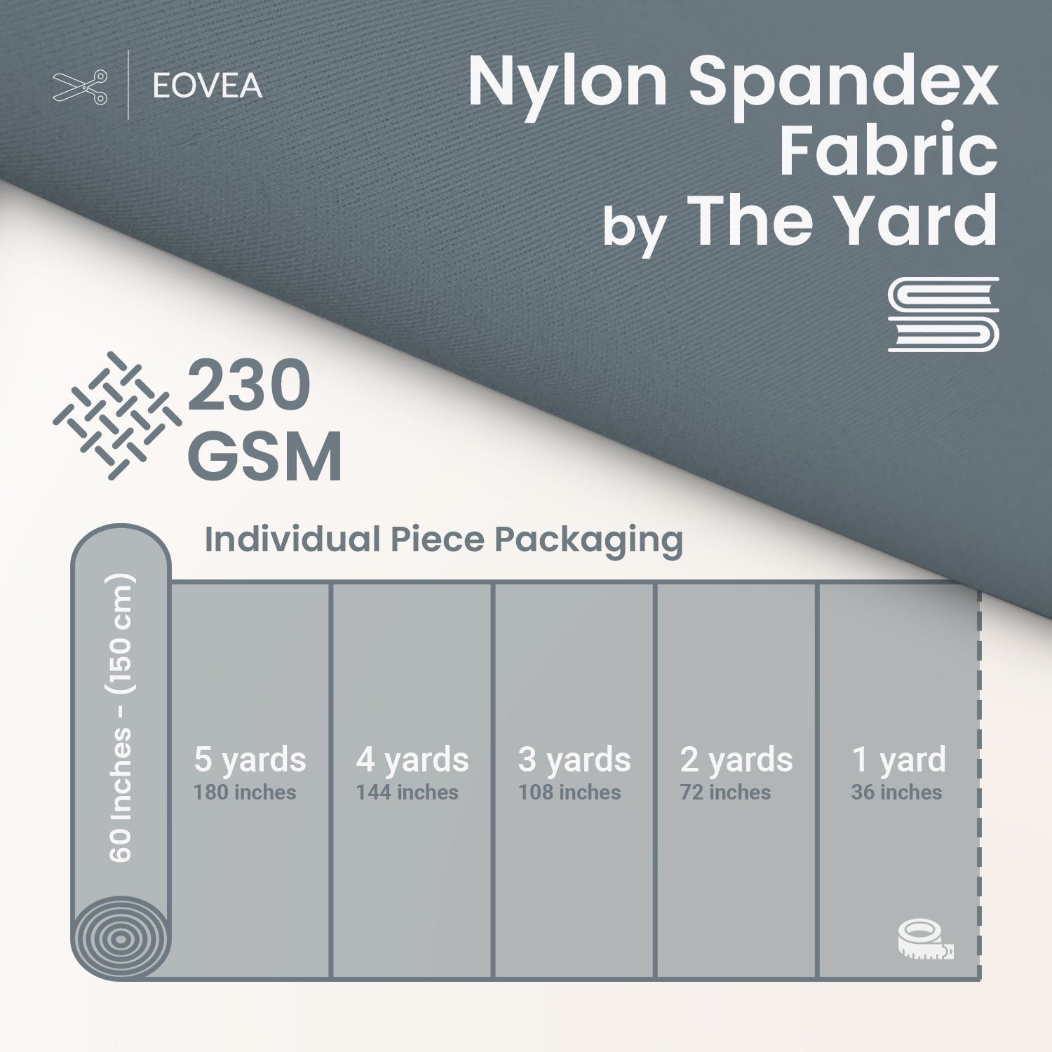 Nylon Spandex Fabric | 4 Way Stretch Swimsuit Fabric | Steel Grey - EOVEA