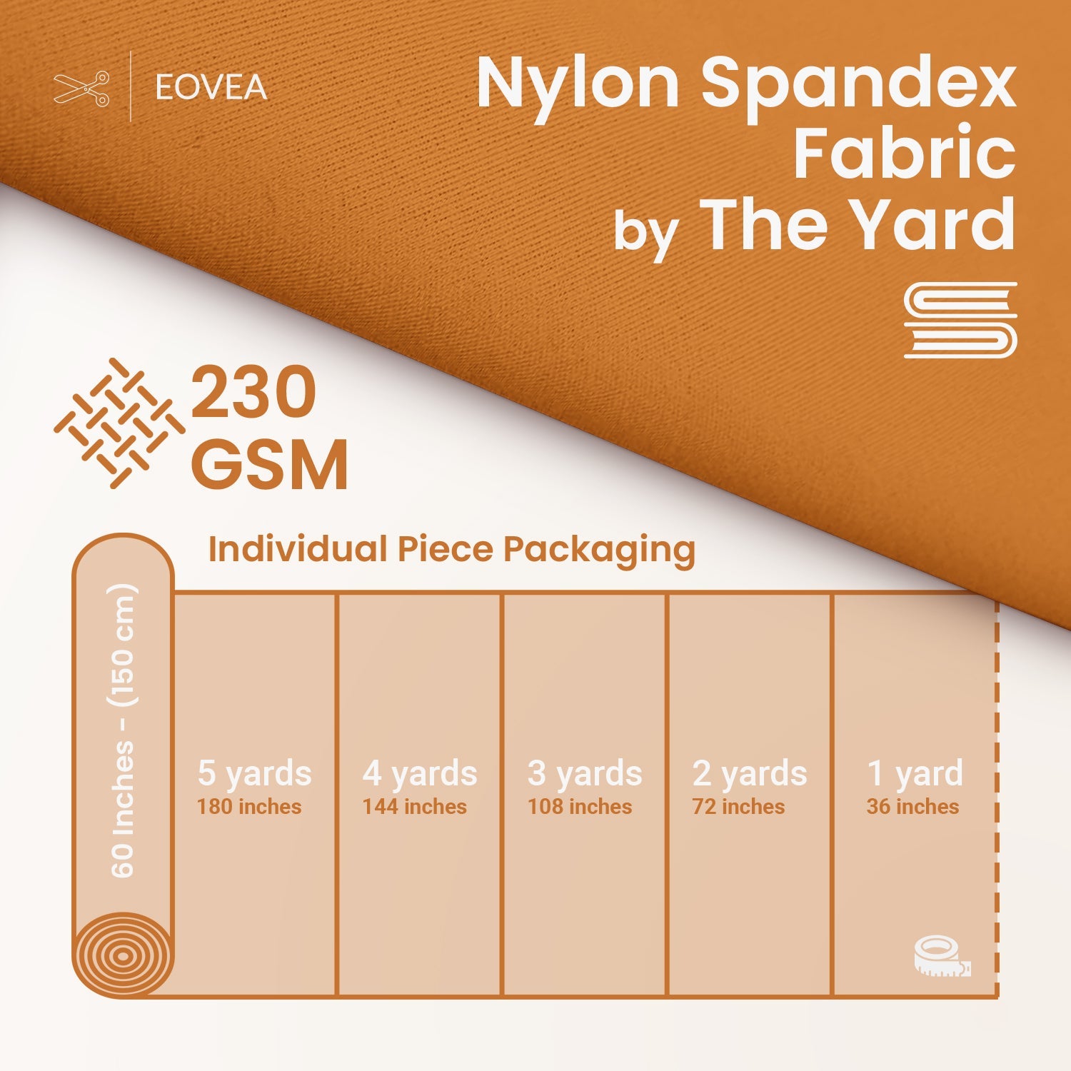 Nylon Spandex Fabric | 4 Way Stretch Swimsuit Fabric | Toasted Nut - EOVEA
