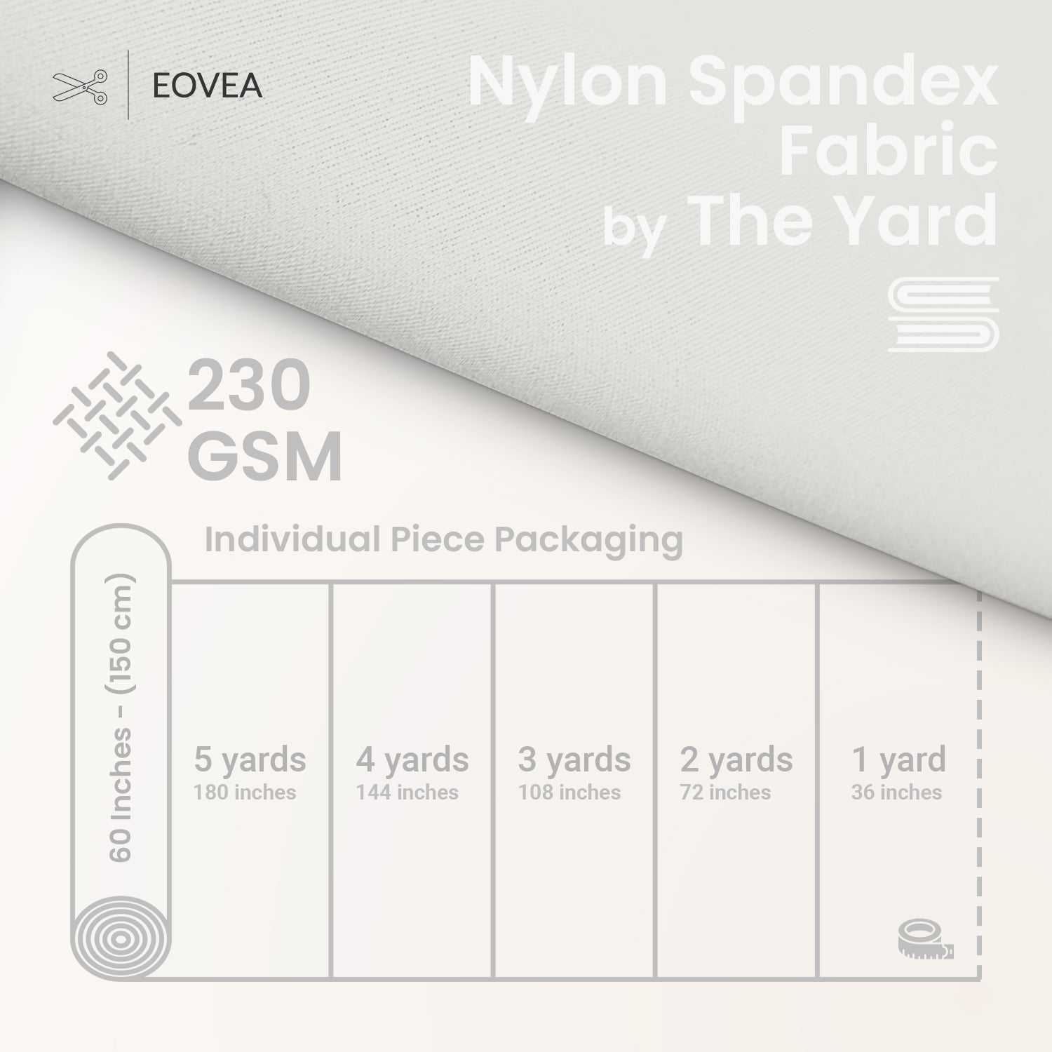 Nylon Spandex Fabric | 4 Way Stretch Swimsuit Fabric | White - EOVEA