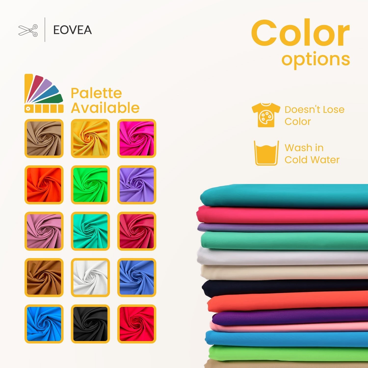 Nylon Spandex Fabric | 4 Way Stretch Swimsuit Fabric | Yellow - EOVEA