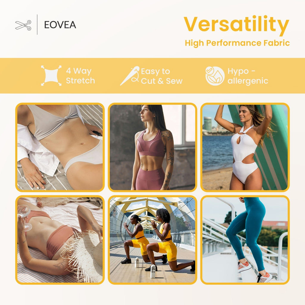 Nylon Spandex Fabric | 4 Way Stretch Swimsuit Fabric | Yellow - EOVEA