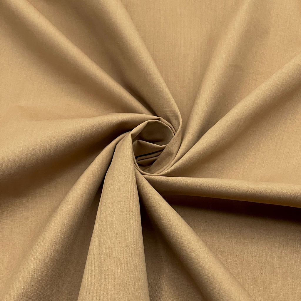 Poly Cotton Fabric for Sewing | Broadcloth Fabric | Khaki - EOVEA