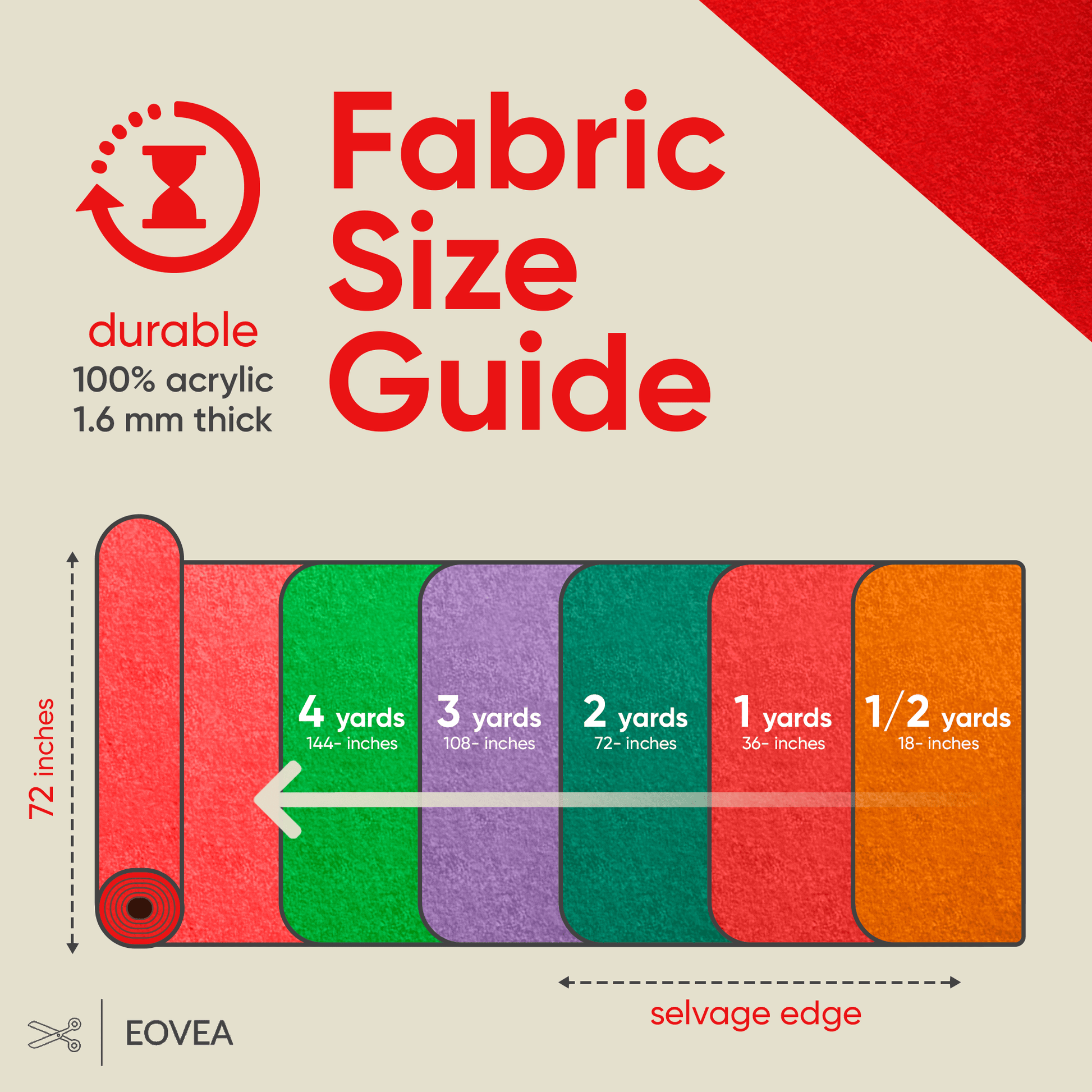 EOVEA | Acrylic Felt Fabric | Red