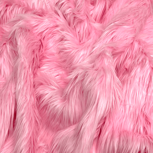 EOVEA Shaggy Faux Fur Fabric | Baby Pink