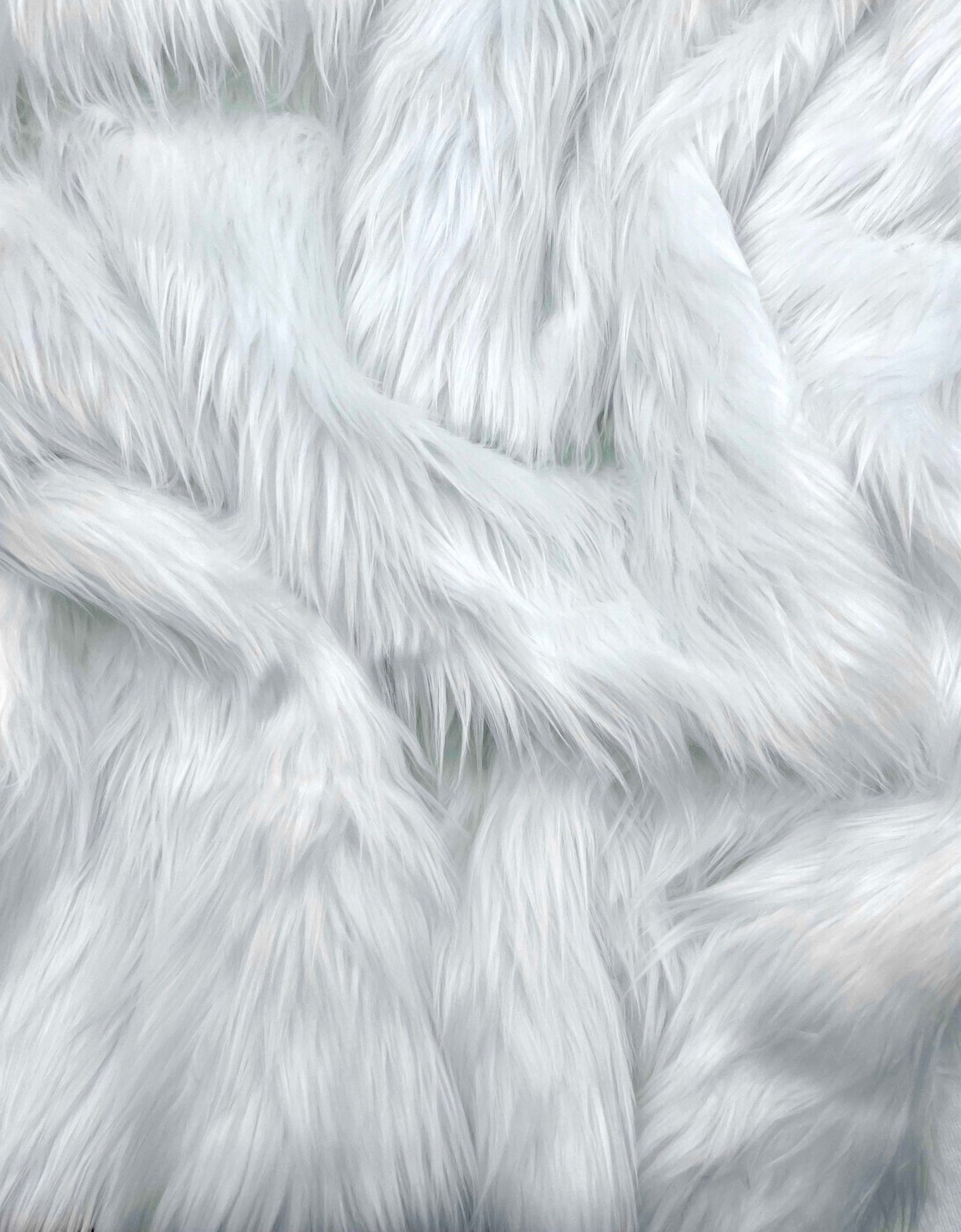 EVOEA Shaggy Faux Fur Fabric by the yard white plush furry fluffy crafts fake costumes cosplay DIY material decor upholstery