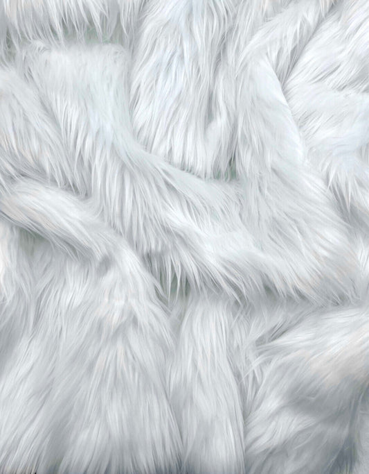 EVOEA Shaggy Faux Fur Fabric by the yard white plush furry fluffy crafts fake costumes cosplay DIY material decor upholstery