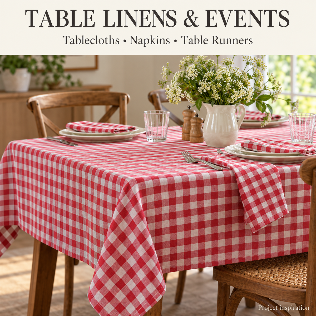 Gingham tablecloths, napkins and table runners — project inspiration