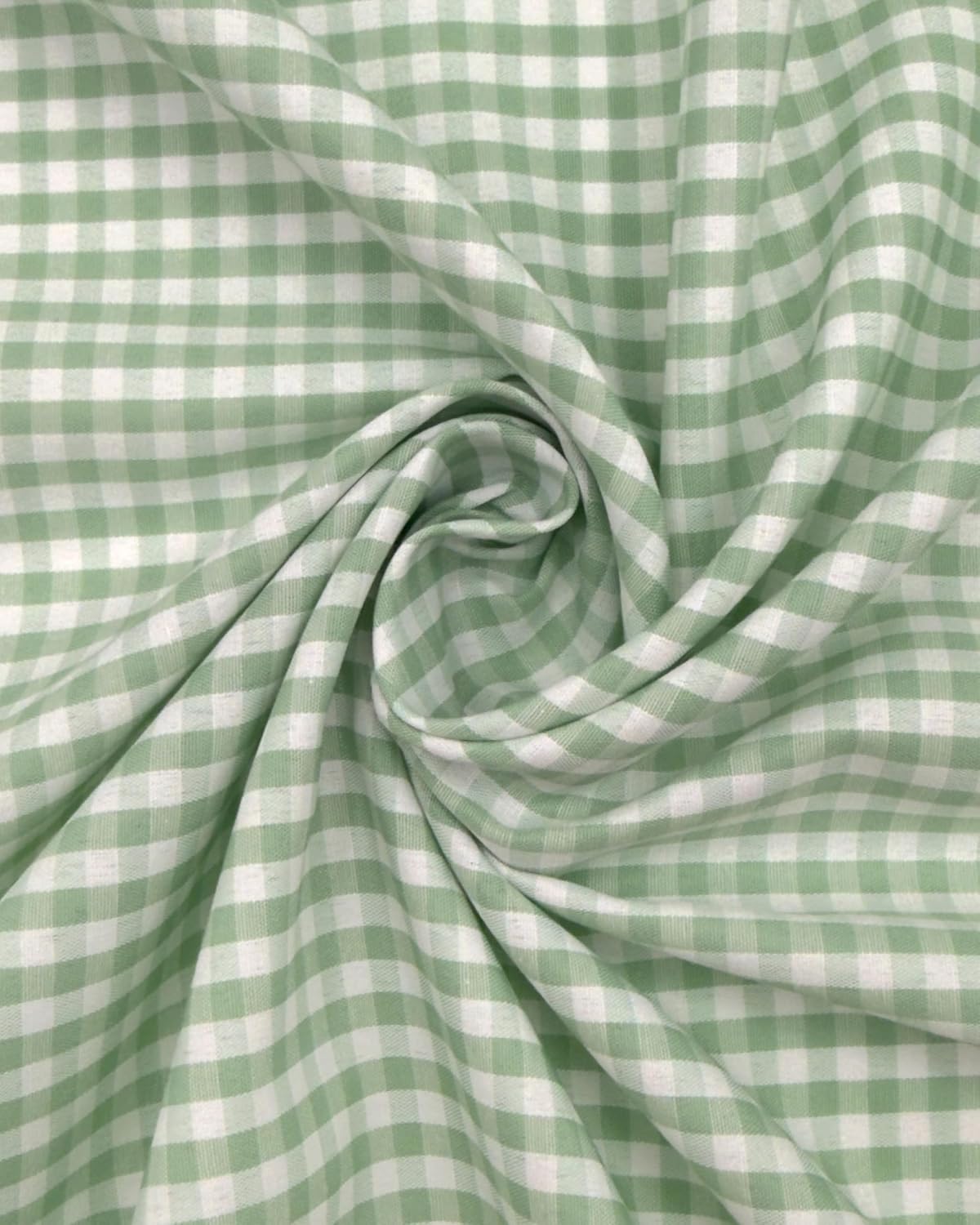 Sage poly-cotton gingham fabric with 1/8-inch checks