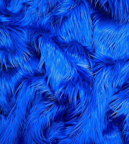 EOVEA Shaggy Faux Fur Fabric | Royal Blue